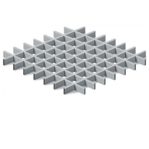 Потолок грильято 75х75 (h=40), металлик матовый(серый)